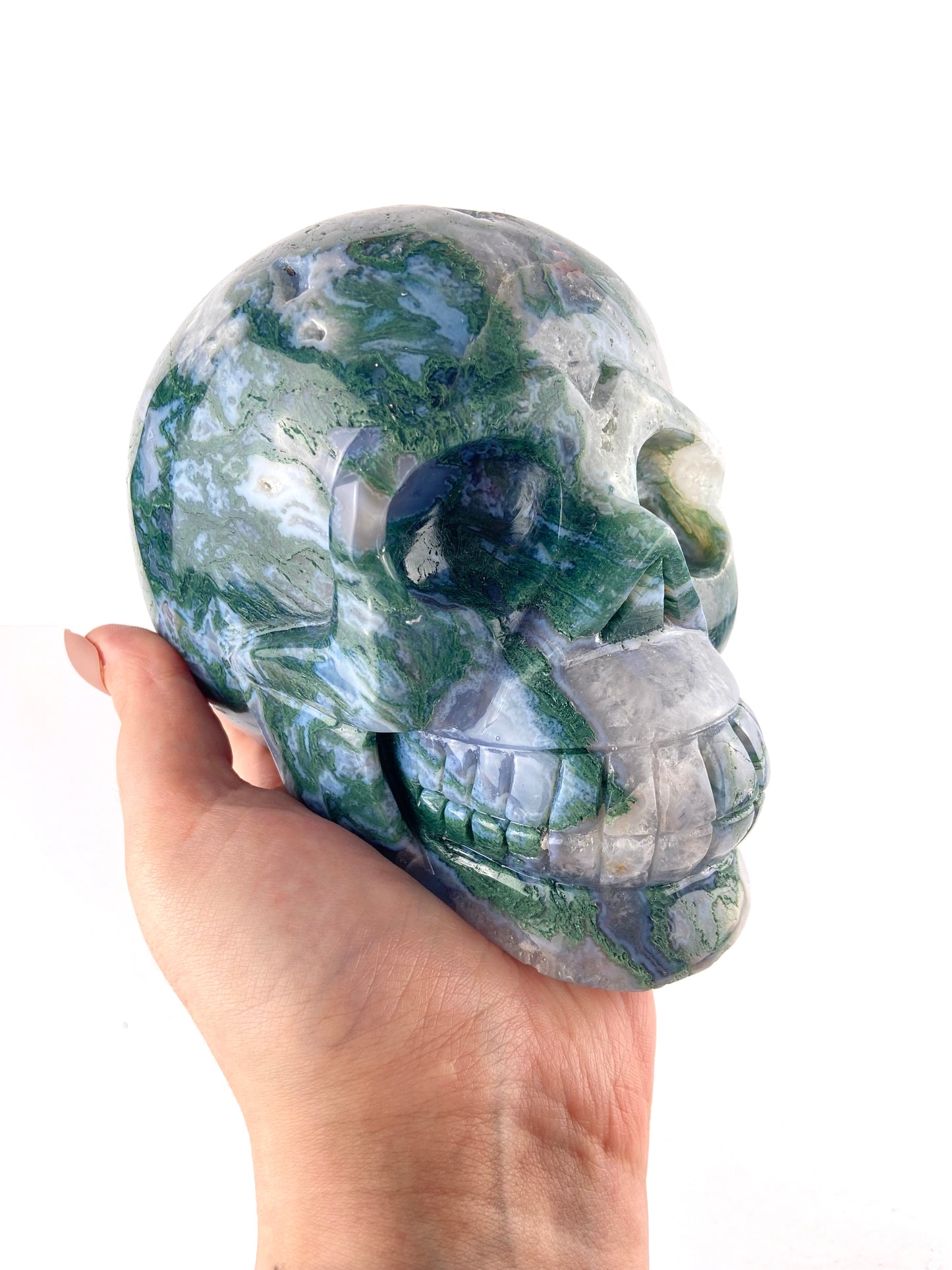 XL Moss Agate Skull