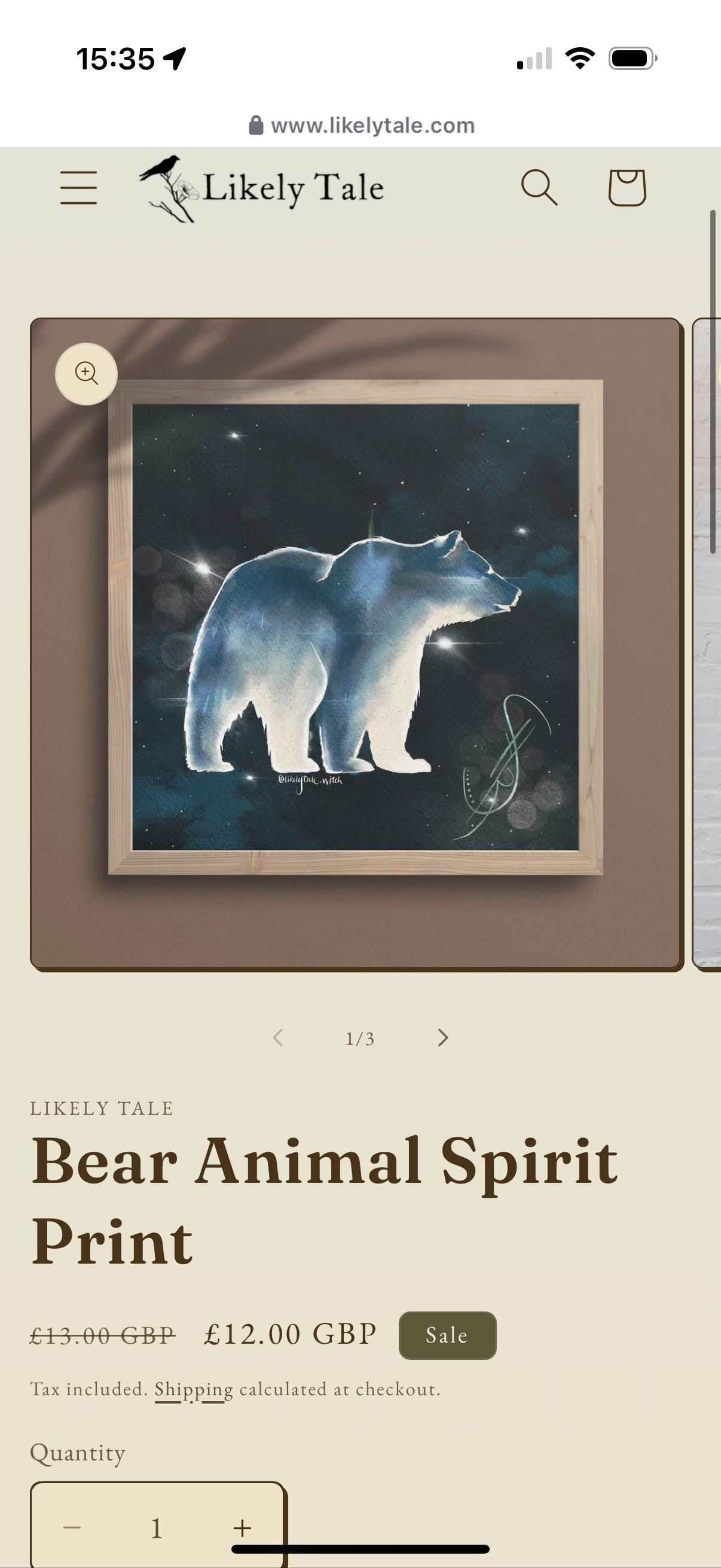 Bear Animal Spirit Print. LikelyTale.Witch