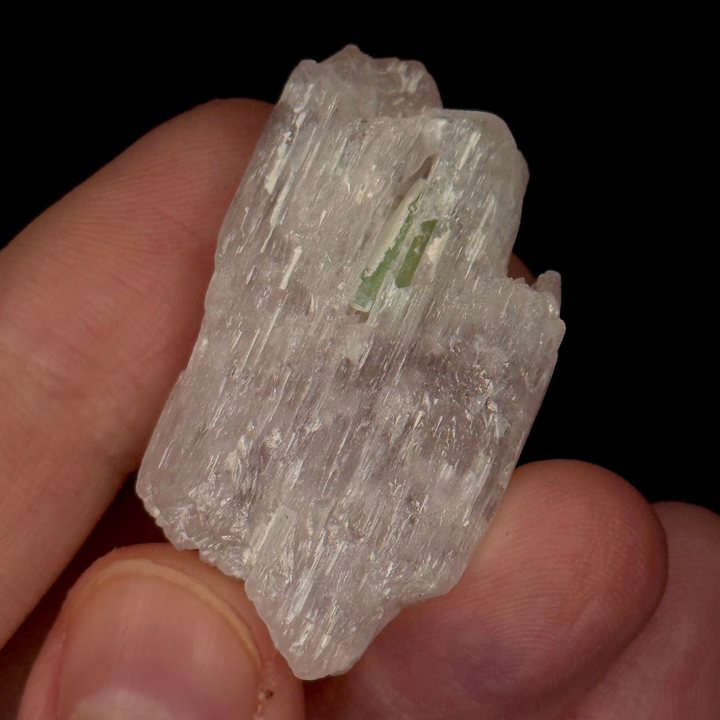 Kunzite with green tourmaline