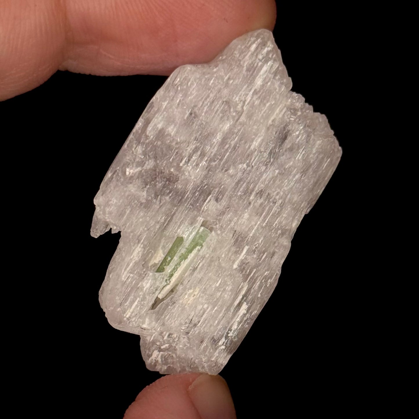 Kunzite with green tourmaline