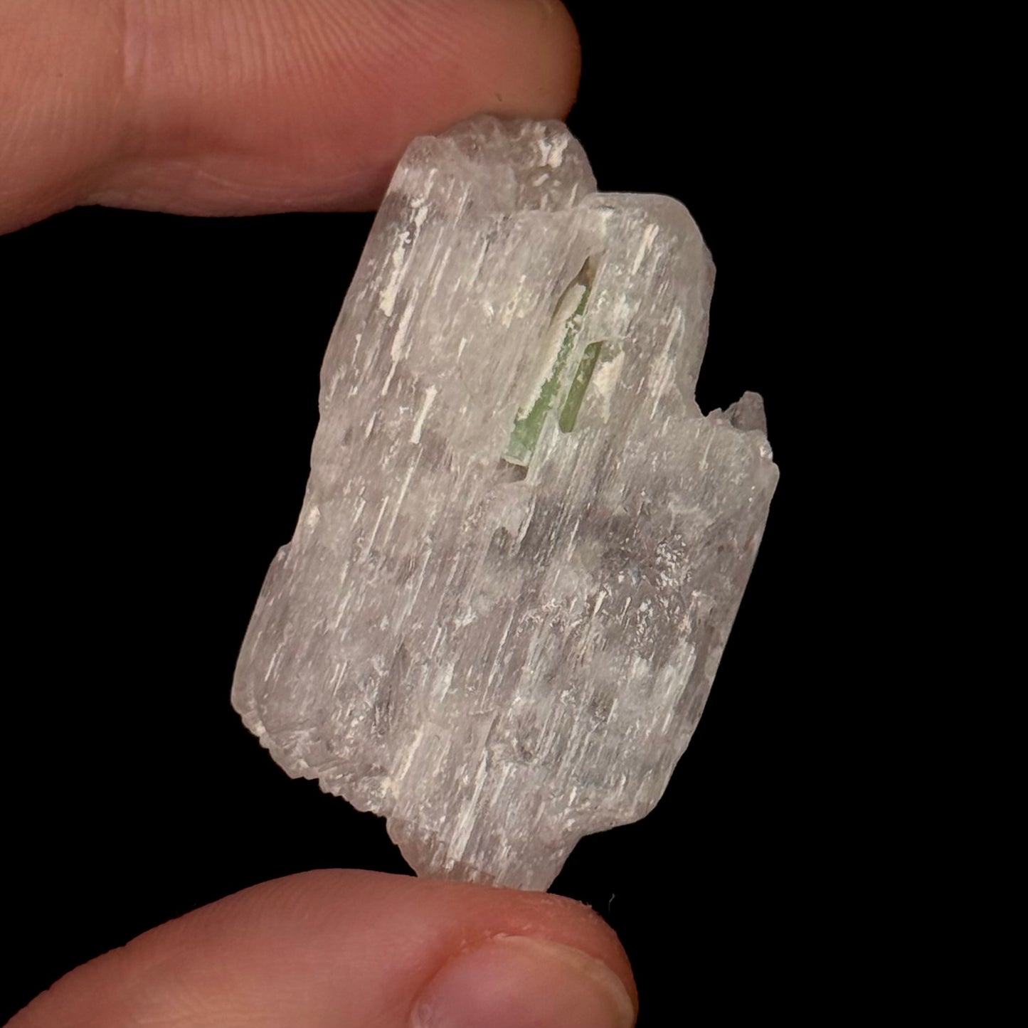 Kunzite with green tourmaline