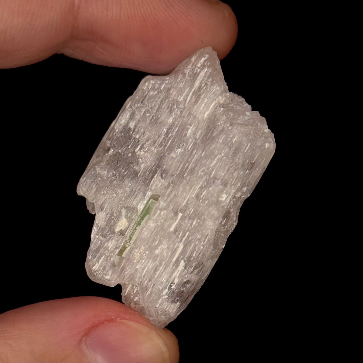 Kunzite with green tourmaline