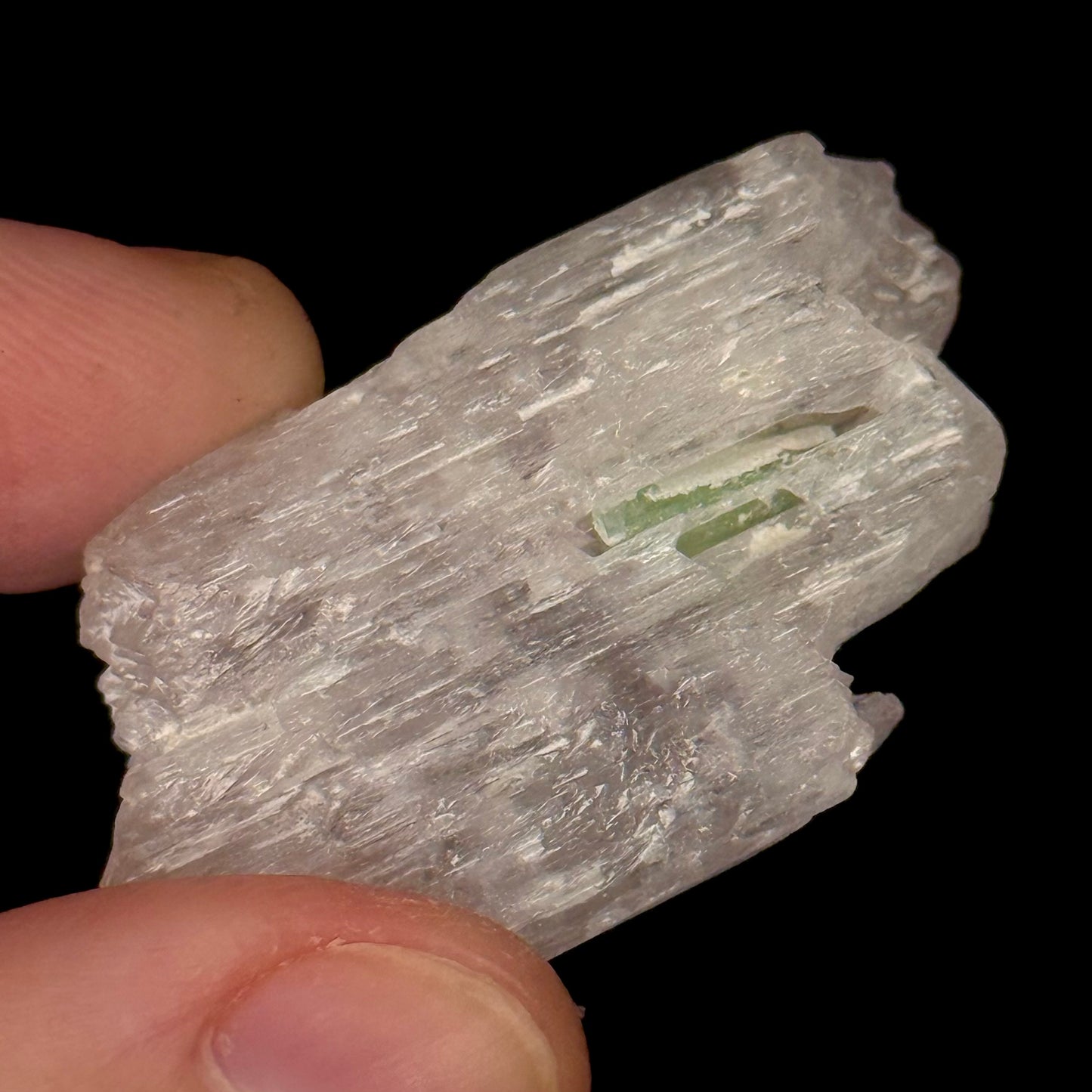 Kunzite with green tourmaline