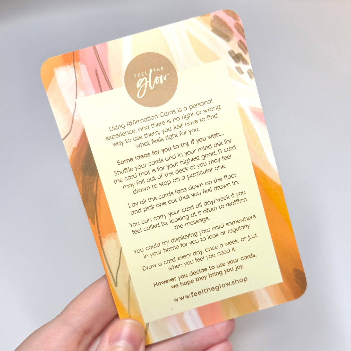 Feel the Glow Self Care Affirmation Deck
