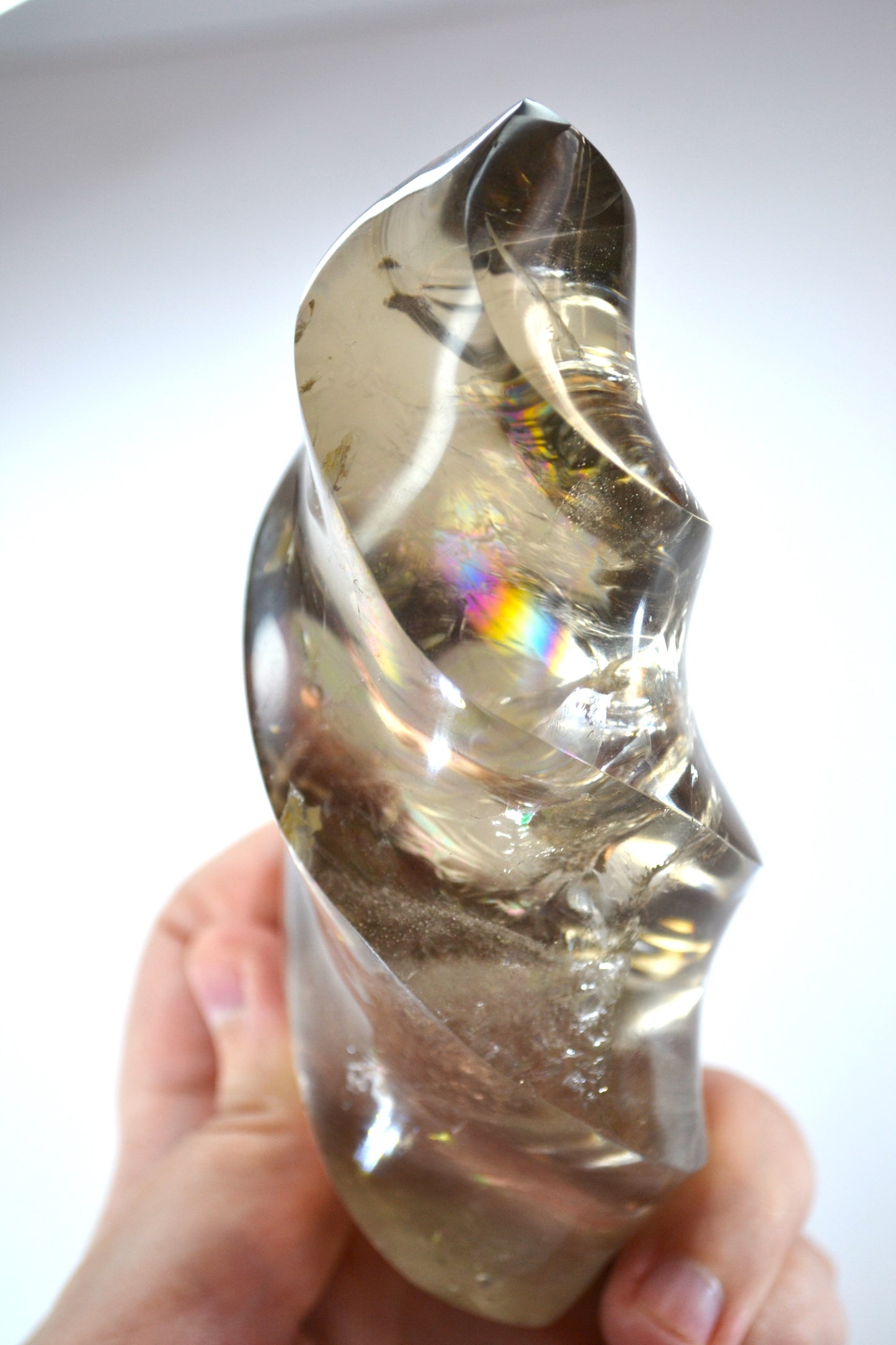 Smoky Quartz Flame with Rainbows