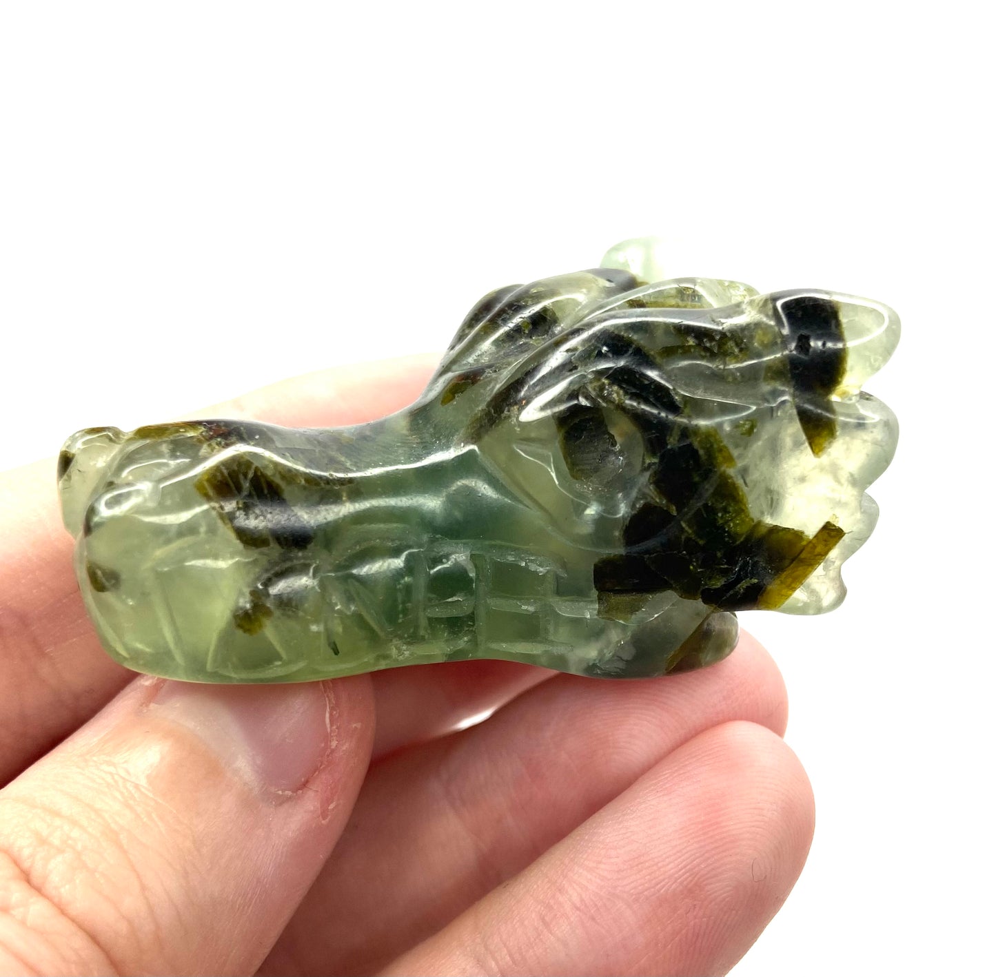 Prehnite with Epidote Dragon